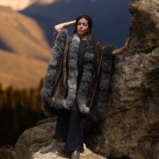 Peruvian baby alpaca wool cape styled with quiet luxury accessories