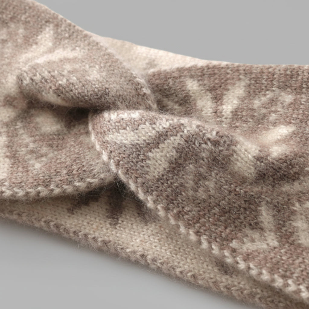 Closeup of Tan Cashmere Headband