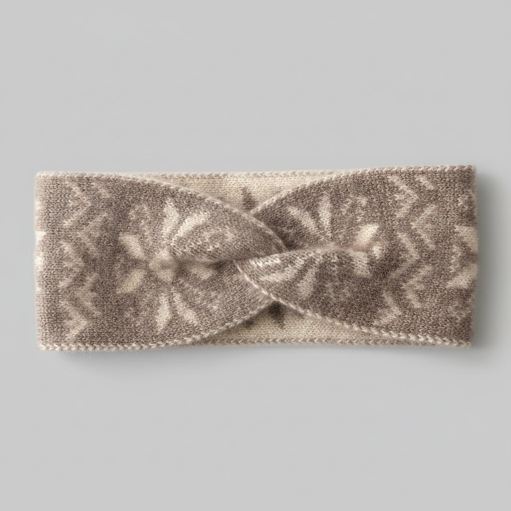 Camel Cashmere Headband - Nordic Print
