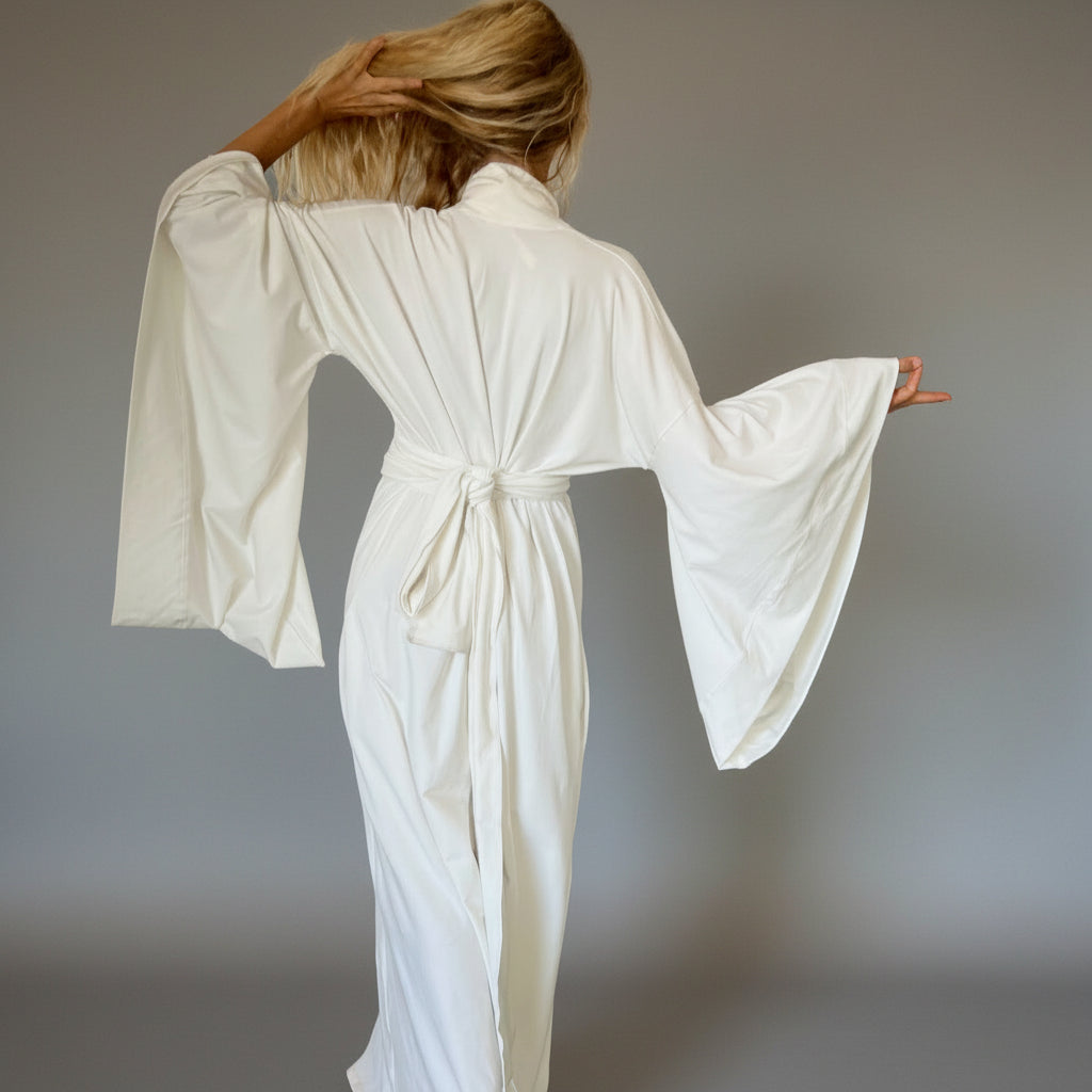 Air Nomad White Kimono – Handmade Ethical Cotton Blend by Glorka