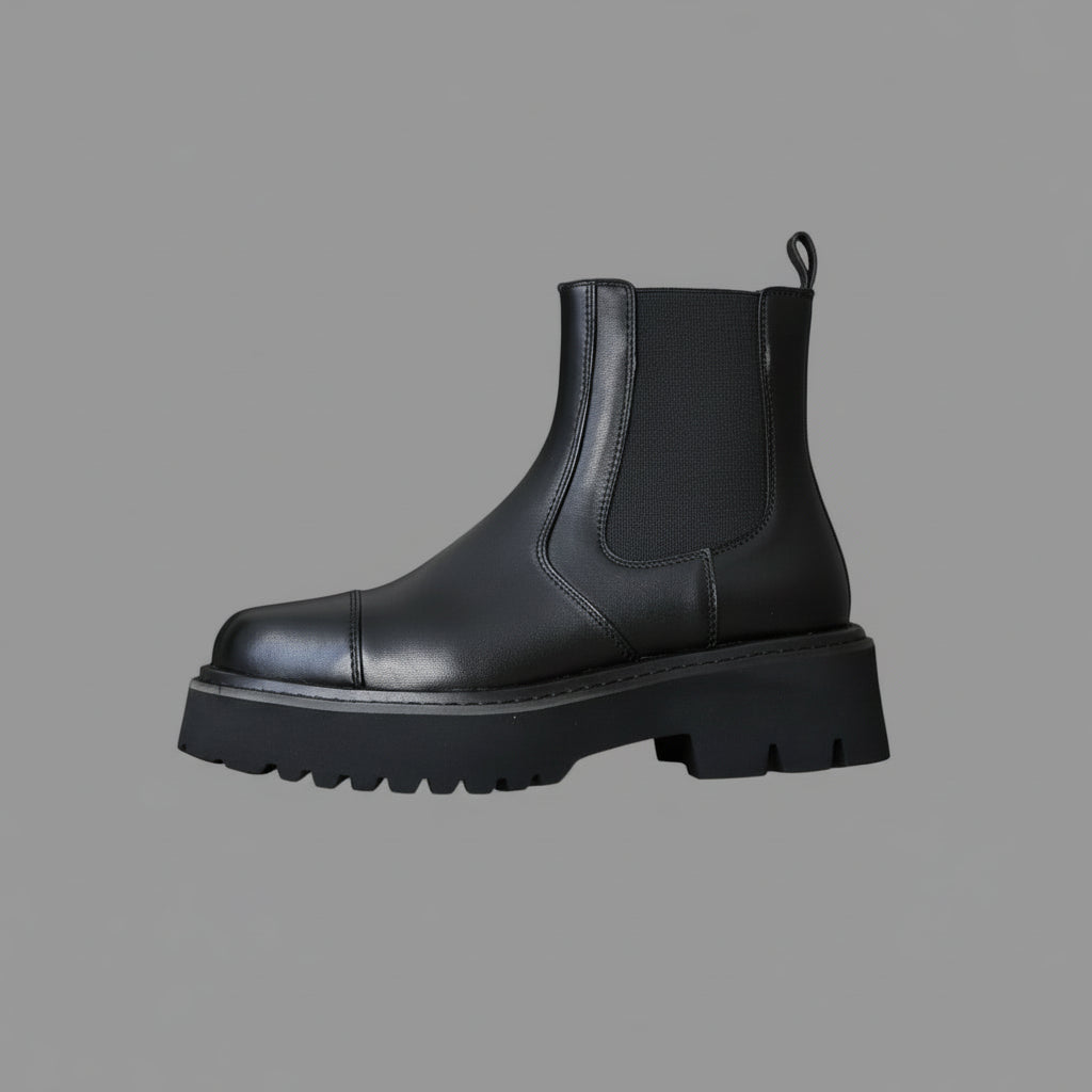 The Black Leather Ankle Boots