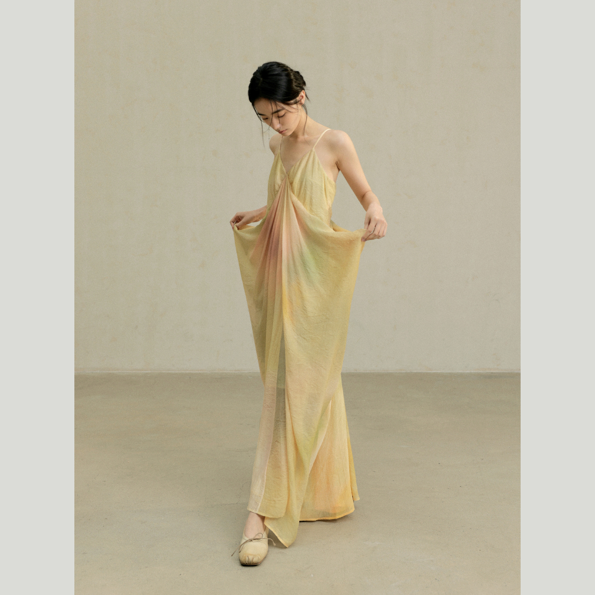 The Watercolor Fan Camisole Dress