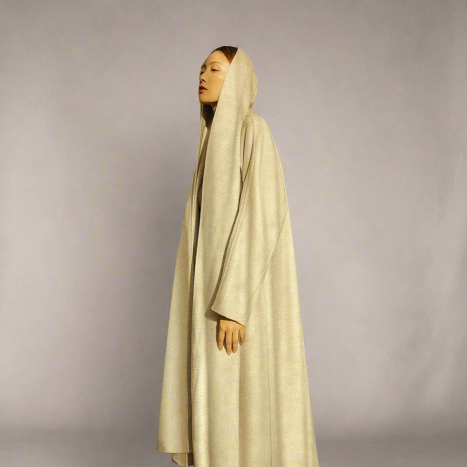 Water Ripple Coat — Shawl Collar, Oatmeal