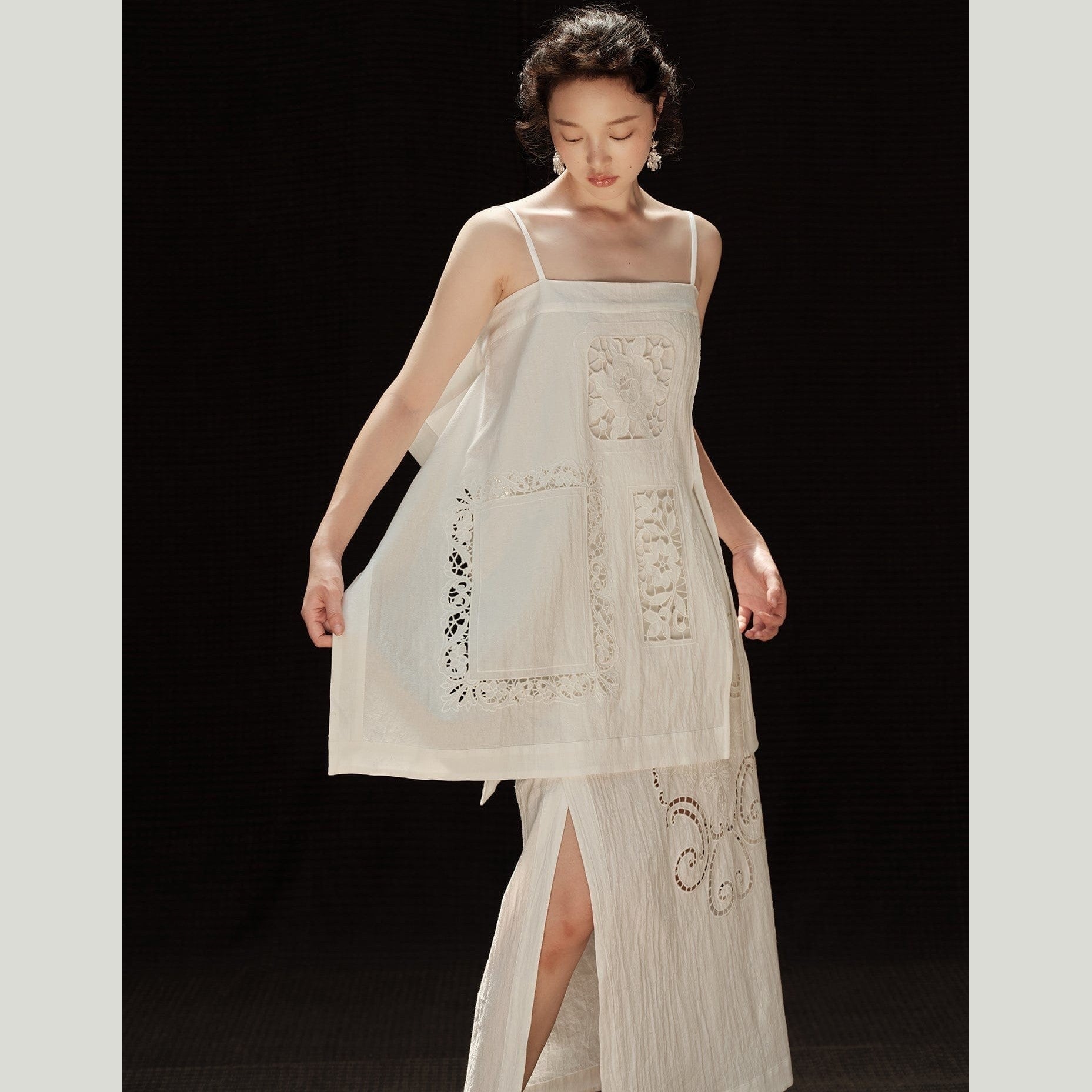 Ramie Cotton Embroidered Wrap Set