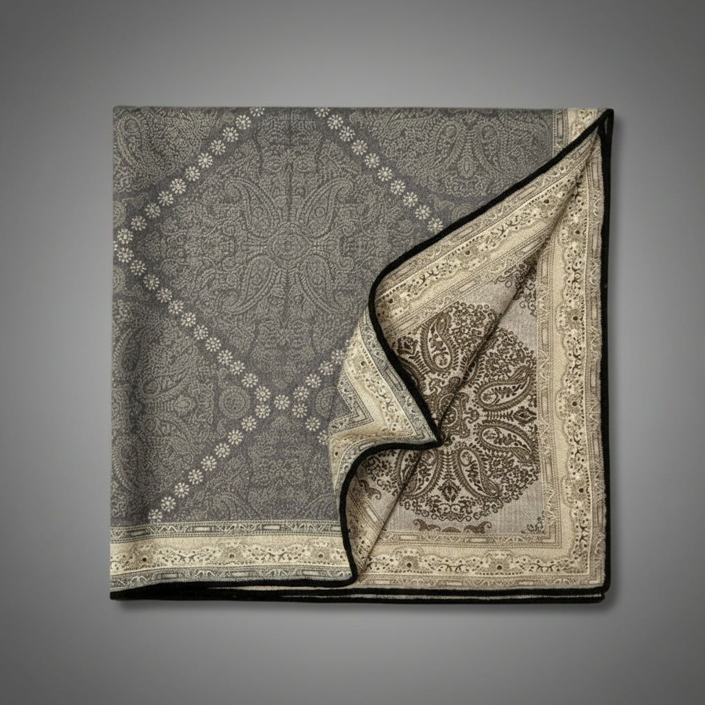 Wool & Silk Double Sided Paisley Scarf