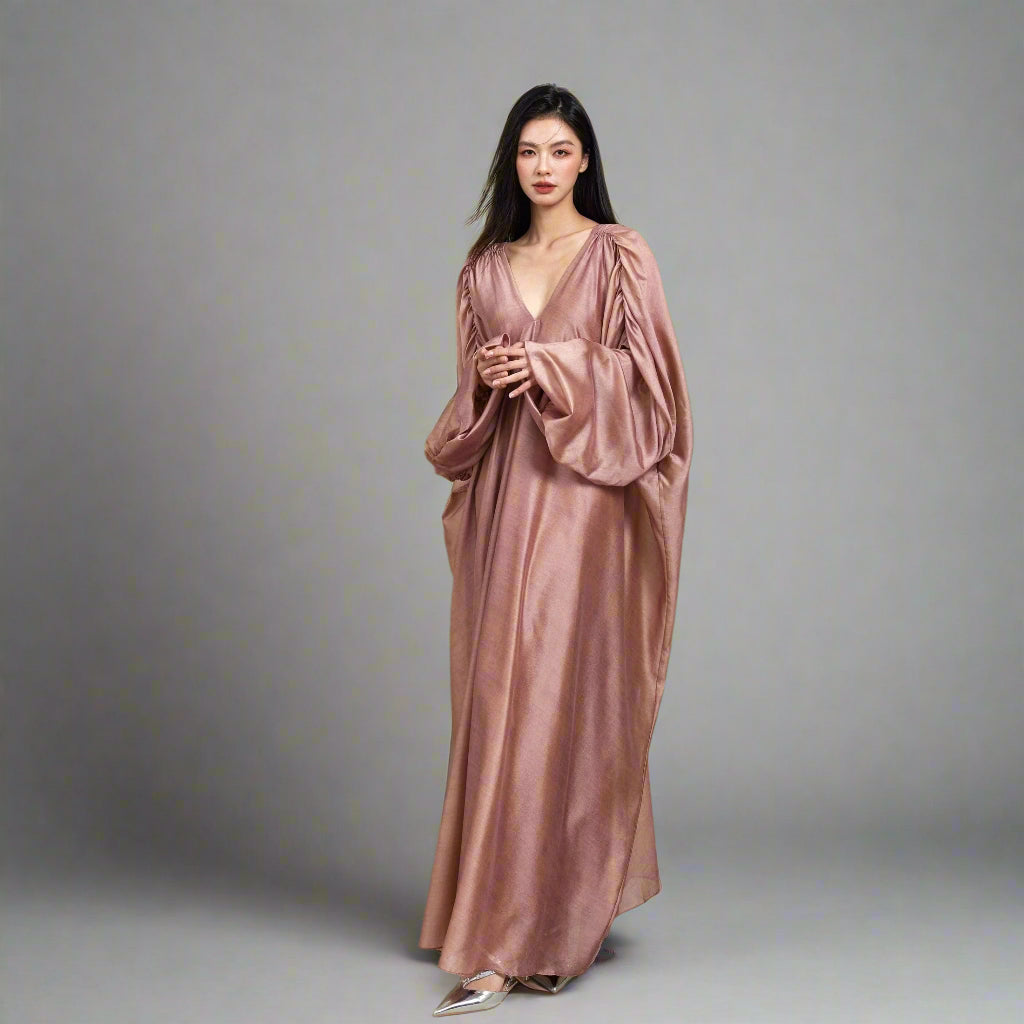 Peach Silk Maxi Dress