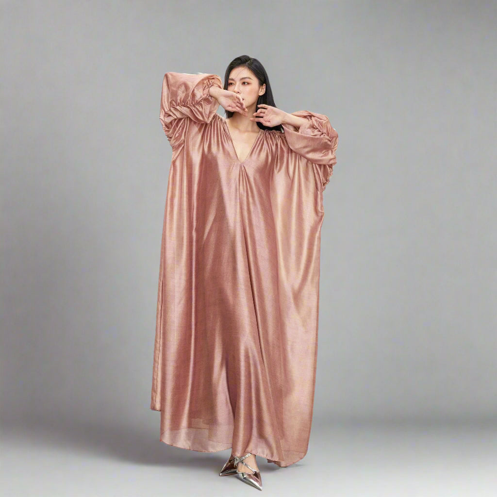 Peach Silk Maxi Dress