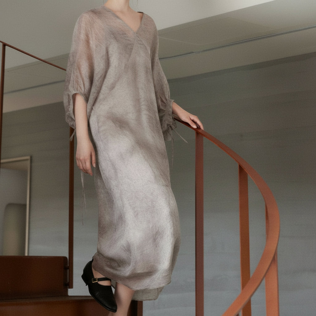 Grey Silk Gauze Dress