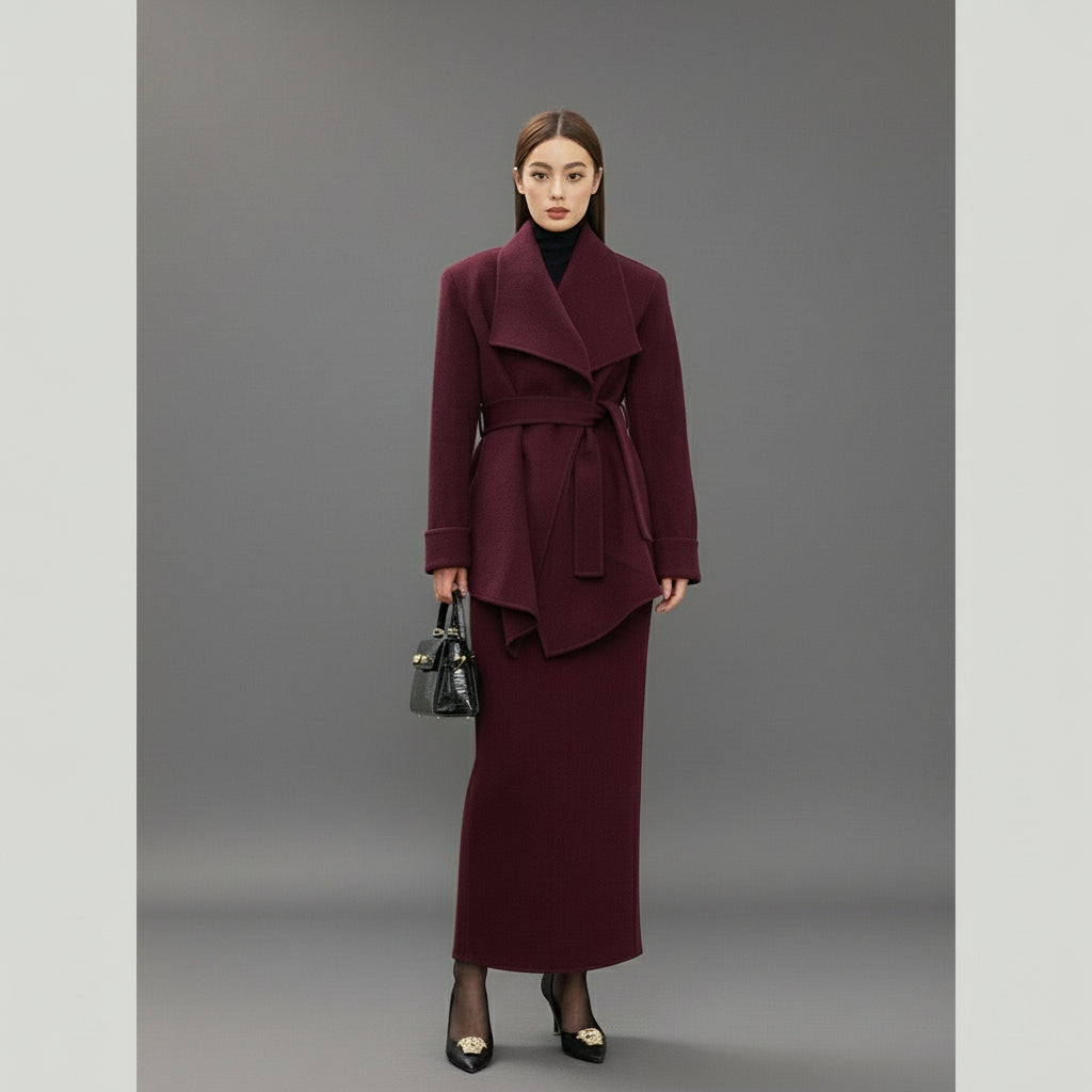 Burgundy Wool + Cashmere Suit Set