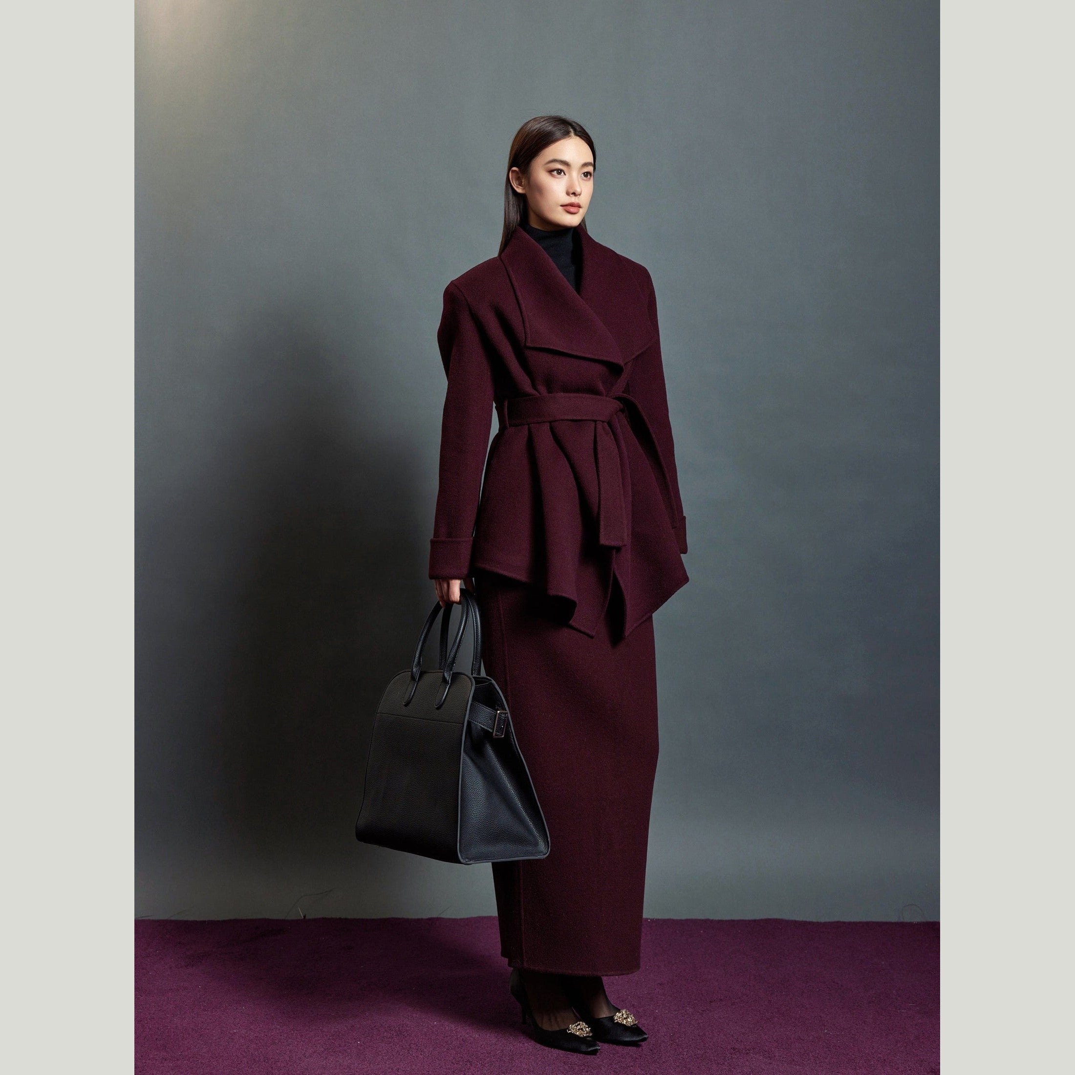 Burgundy Wool + Cashmere Suit Set
