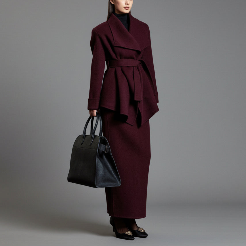 Burgundy Wool + Cashmere Suit Set