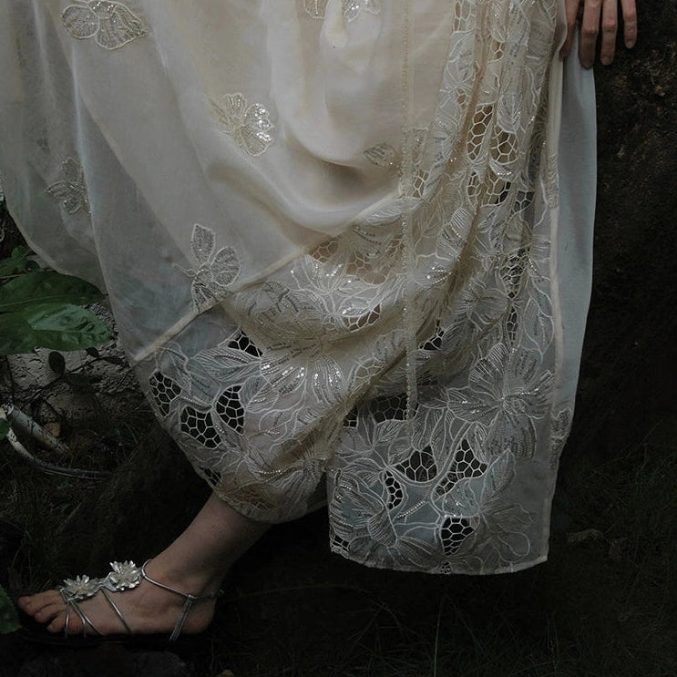 Pearl Petal Lace Slip Dress — Vanilla Cloud