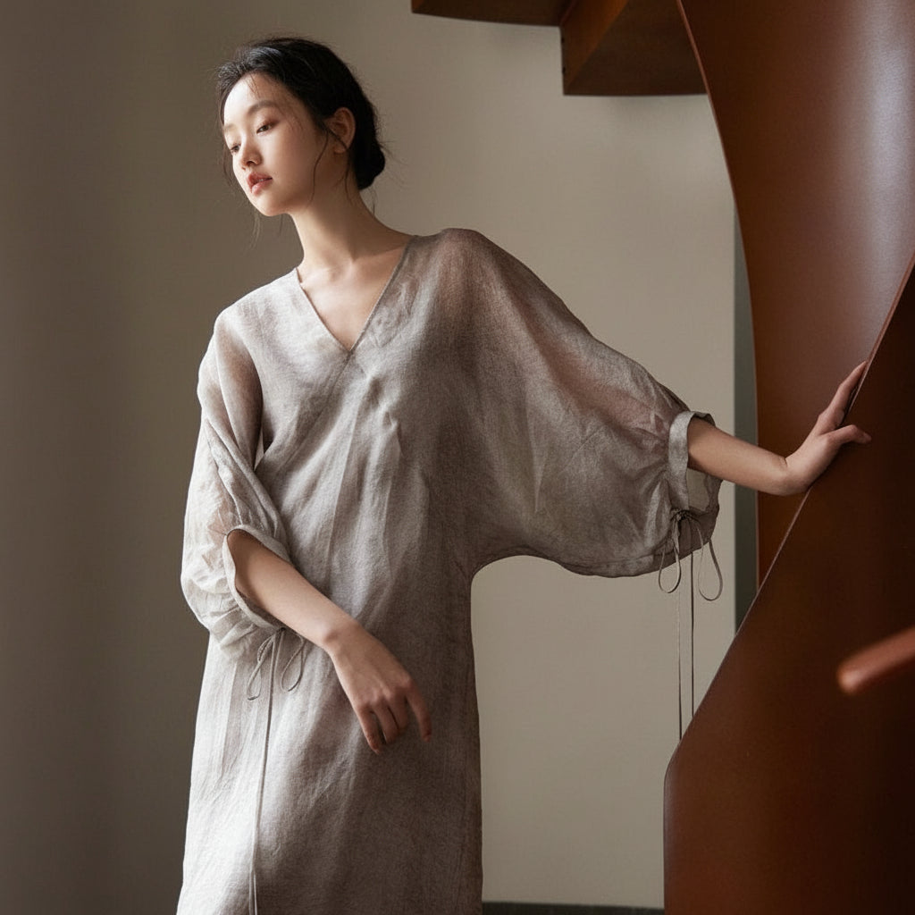 Grey Silk Gauze Dress