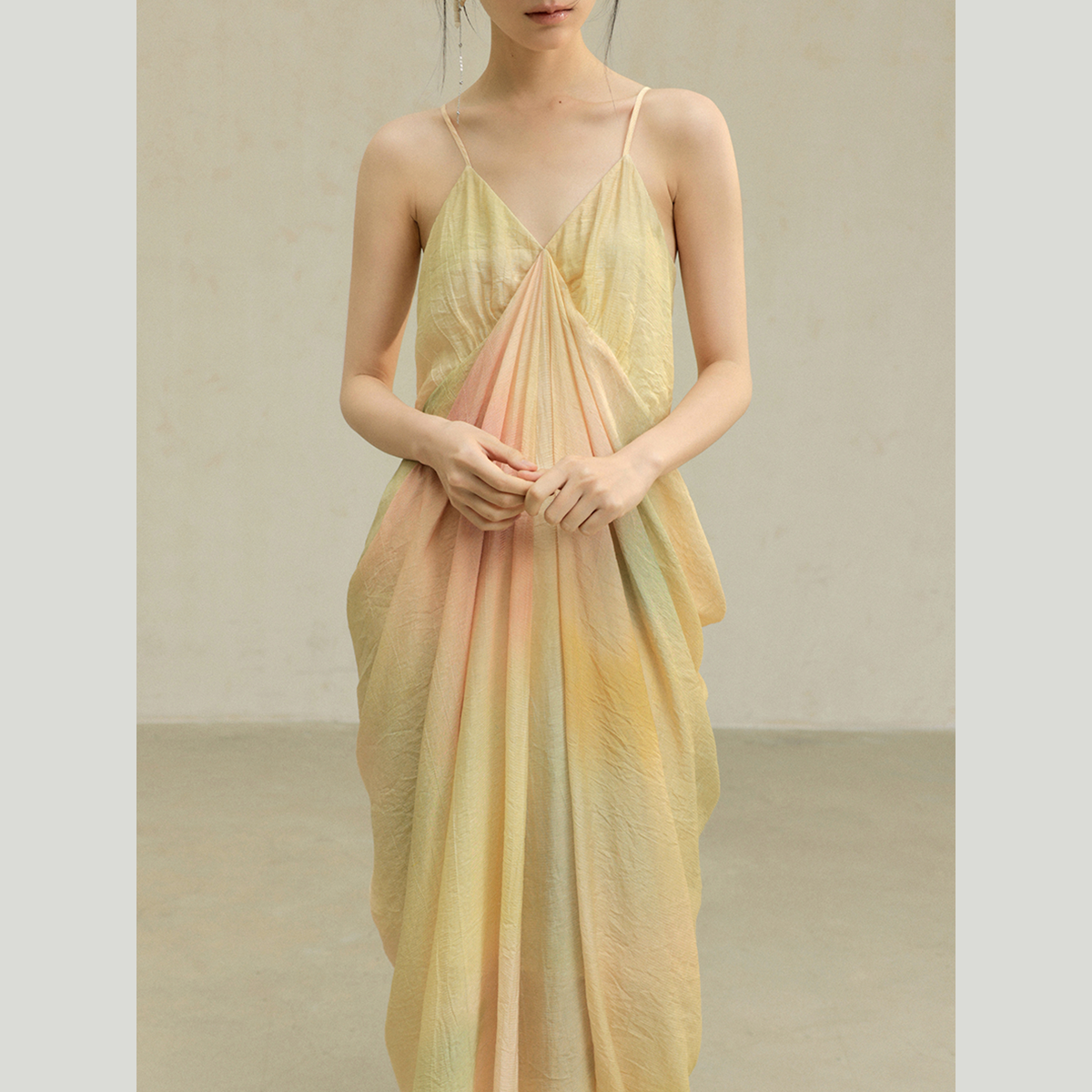 The Watercolor Fan Camisole Dress