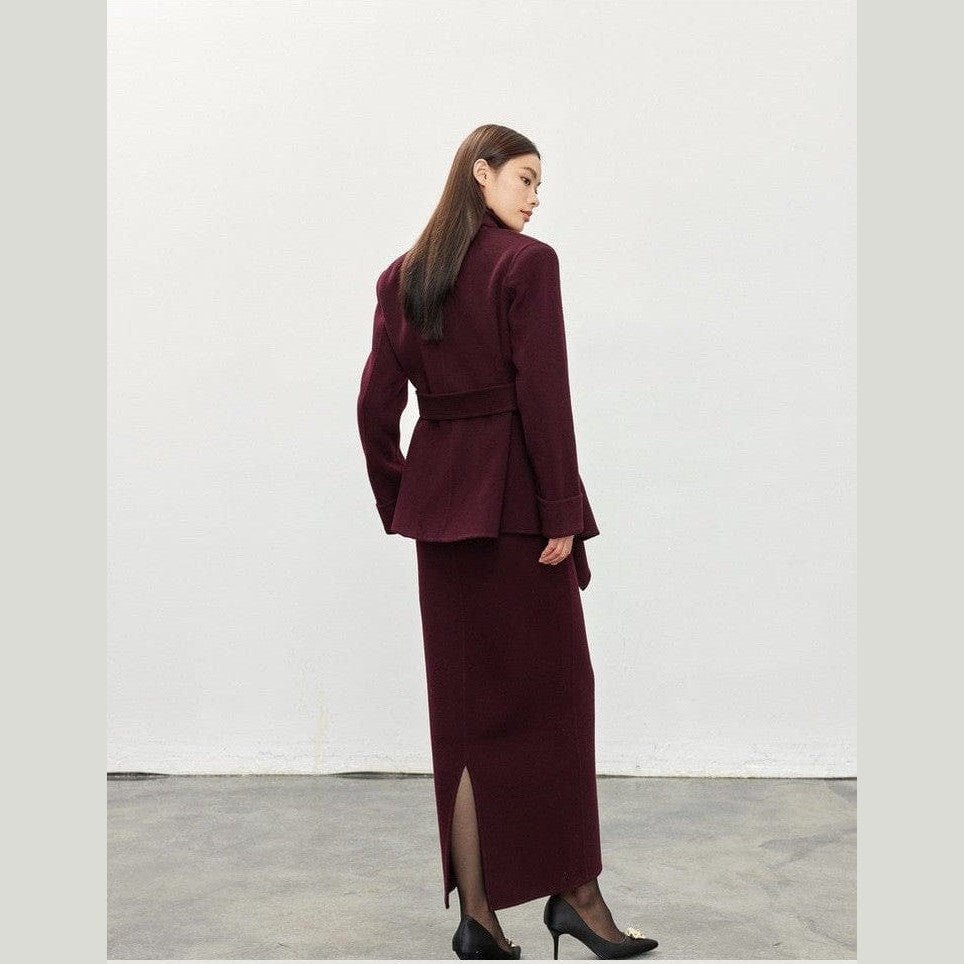 Burgundy Wool + Cashmere Suit Set