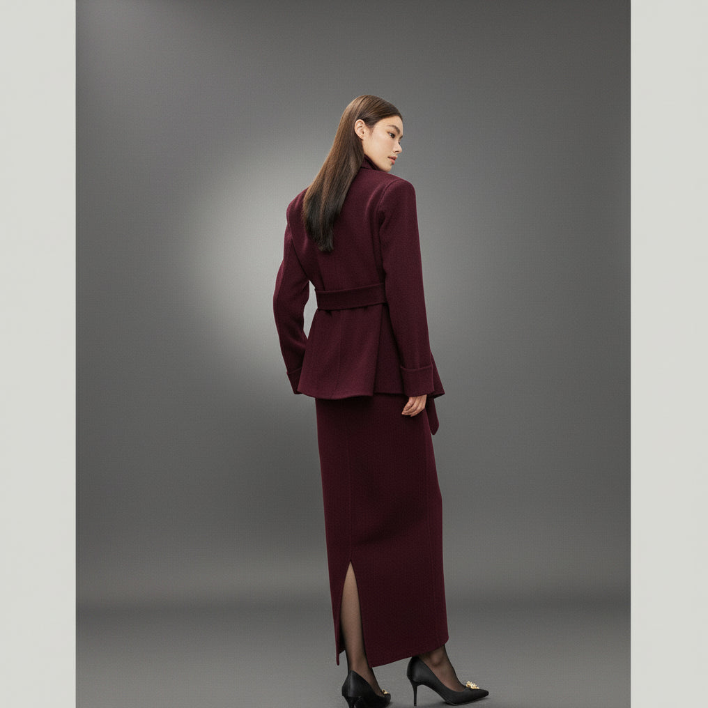 Burgundy Wool + Cashmere Suit Set