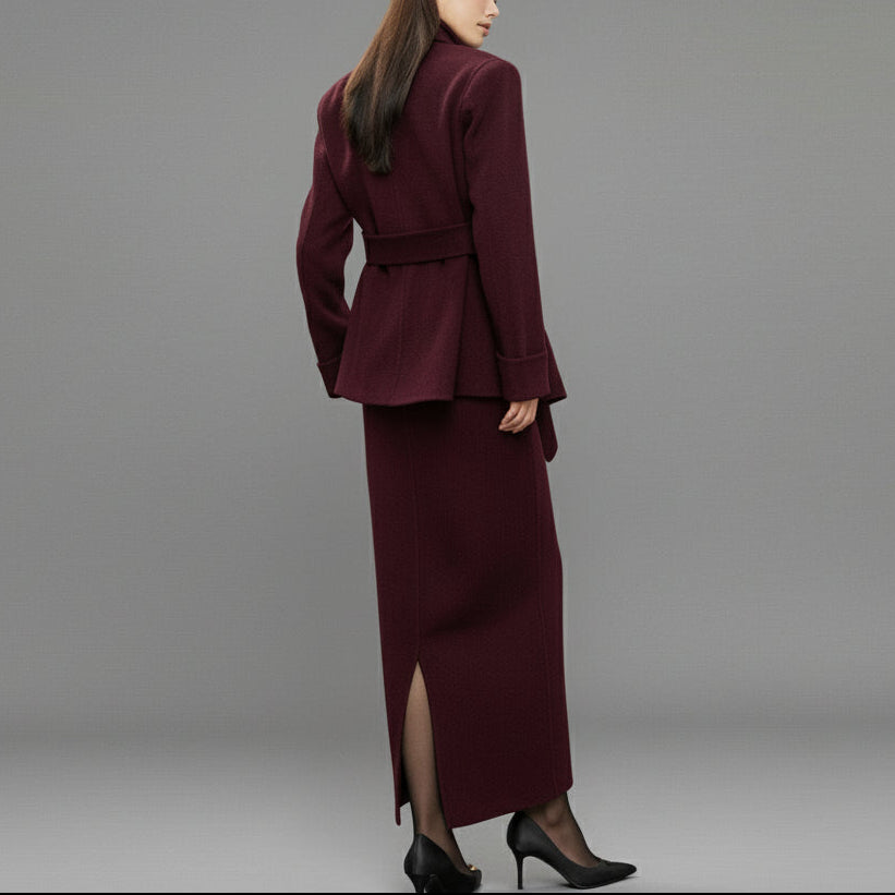 Burgundy Wool + Cashmere Suit Set