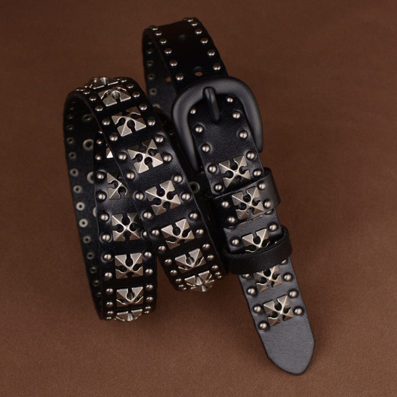 Hand-Finished Studded Leather Belt
