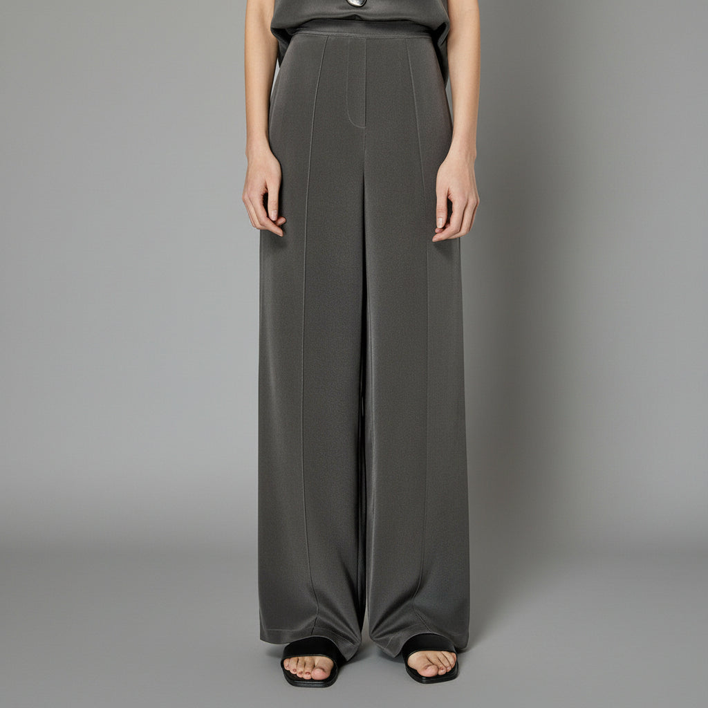 Heavy 30mm Crepe Silk Pants - Sculpted Drape, Subtle Shine