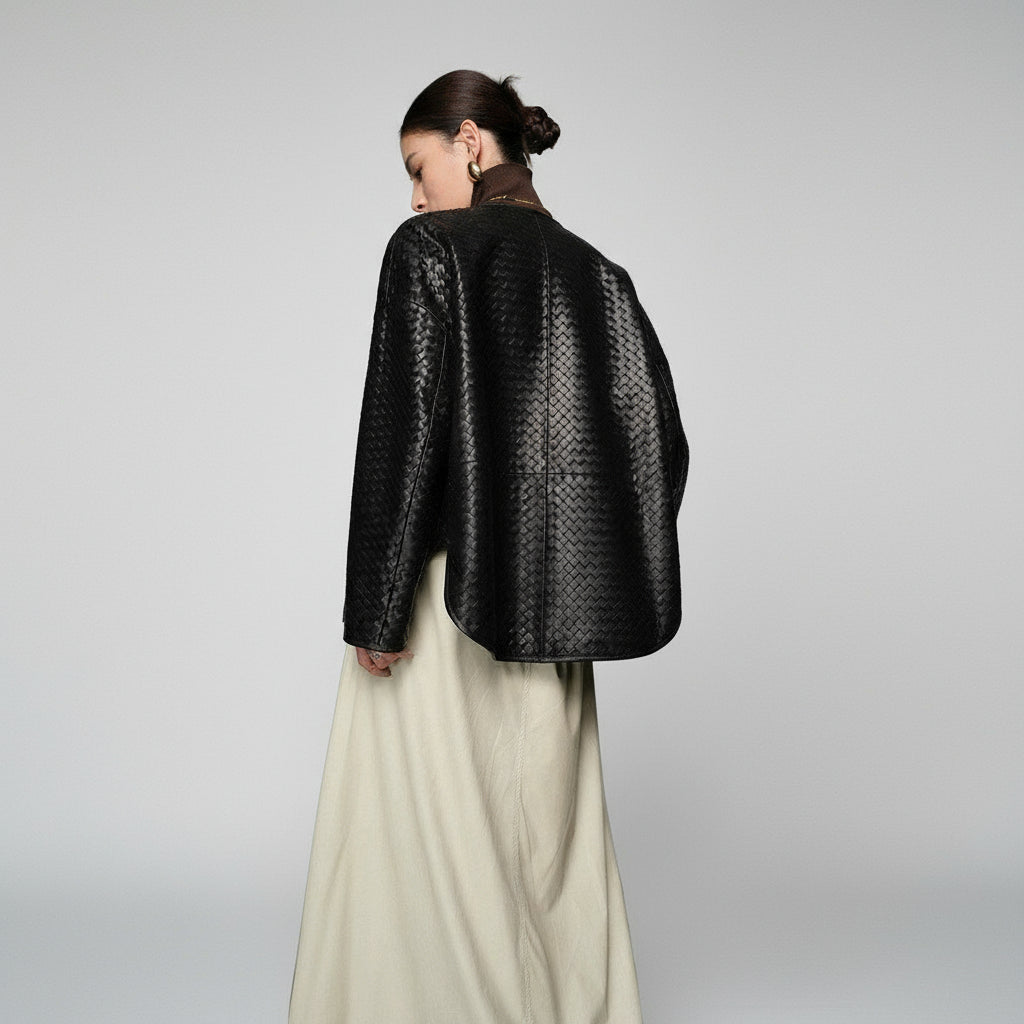 Woven Leather Jacket in Lambskin — Quiet Depth, Rare Craft