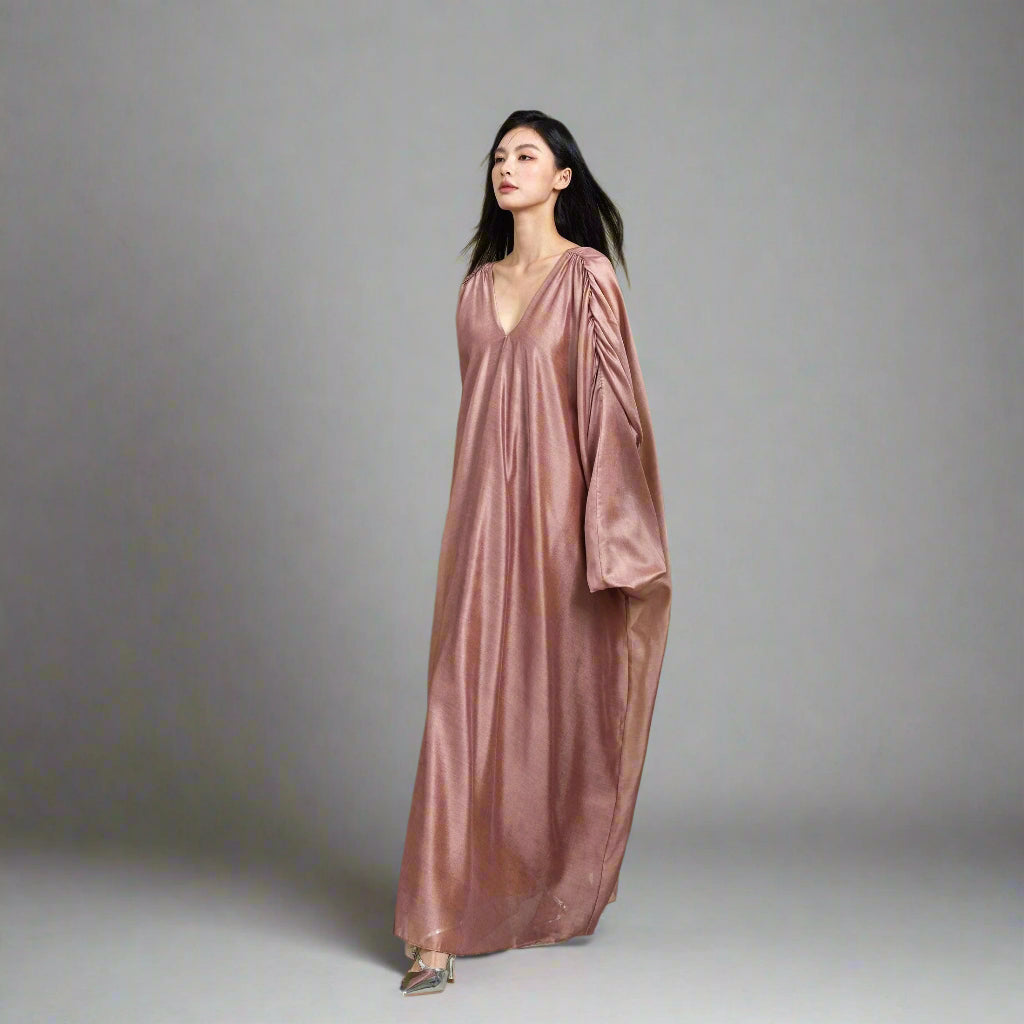 Peach Silk Maxi Dress