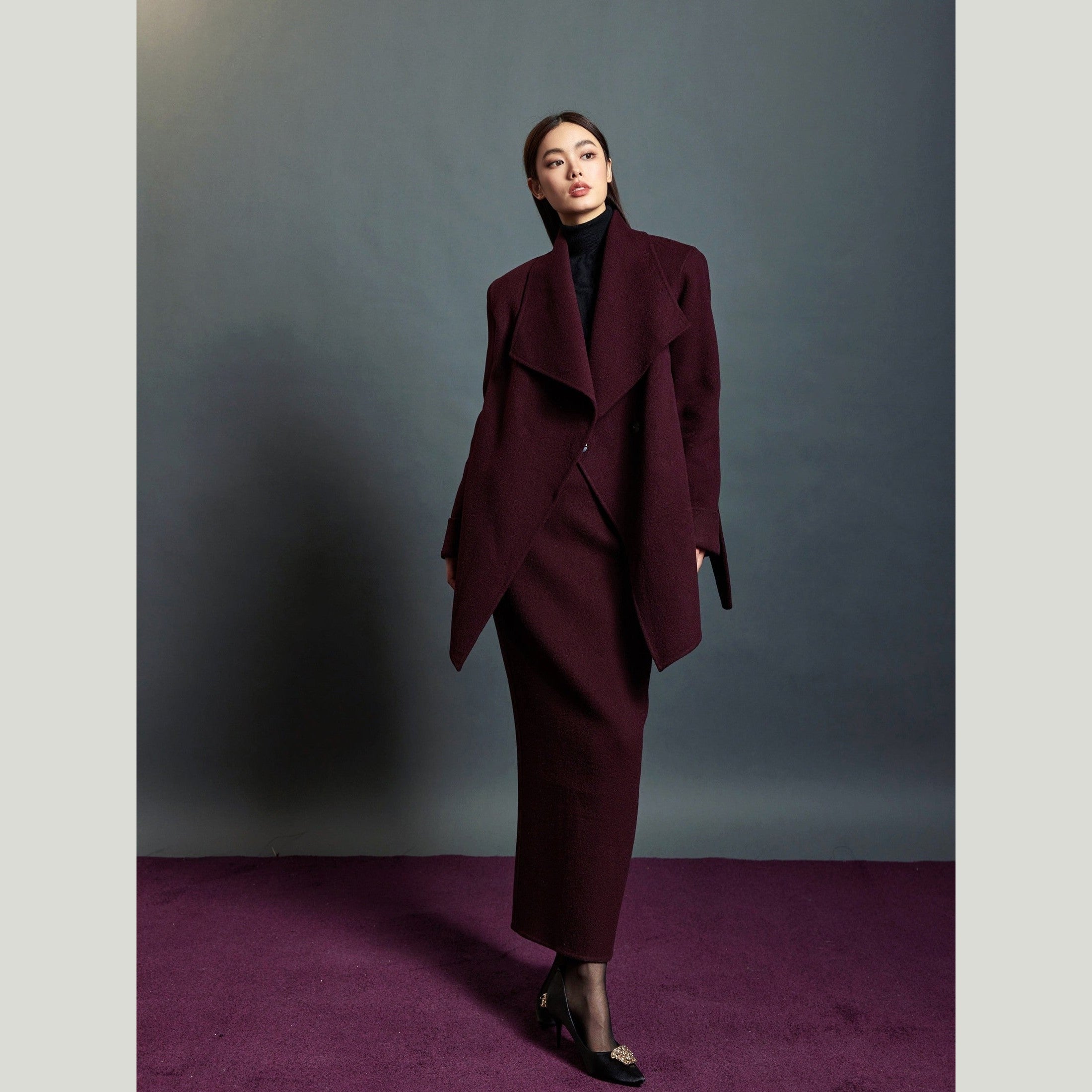Burgundy Wool + Cashmere Suit Set