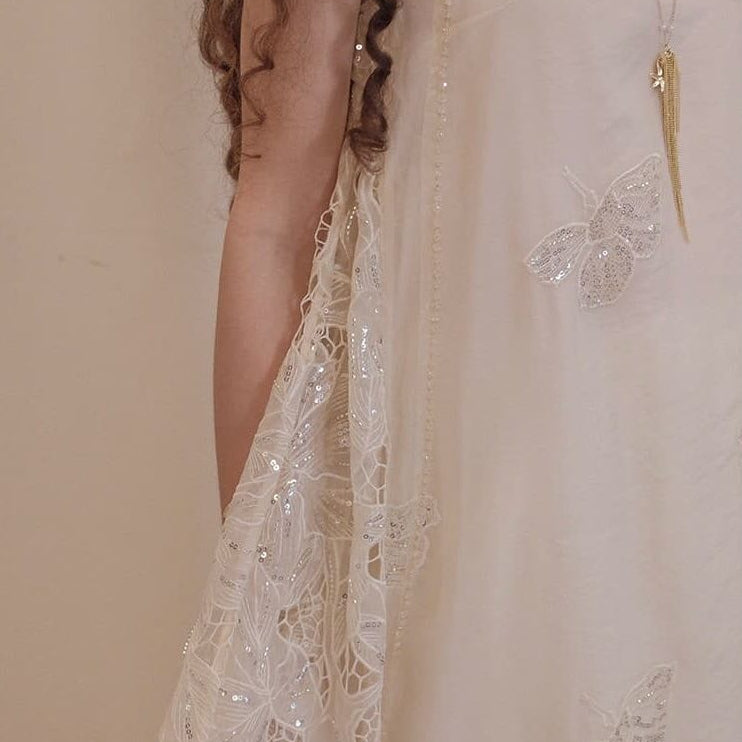 Pearl Petal Lace Slip Dress — Vanilla Cloud