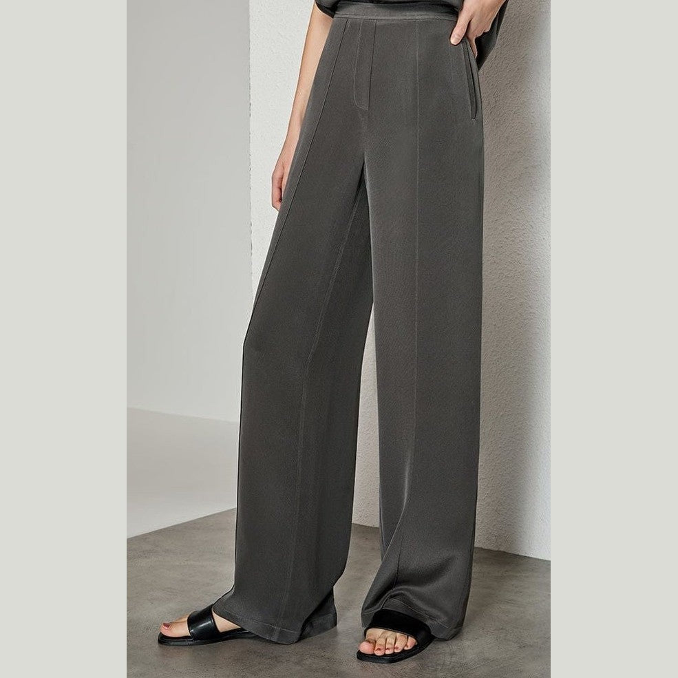 Heavy 30mm Crepe Silk Pants - Sculpted Drape, Subtle Shine