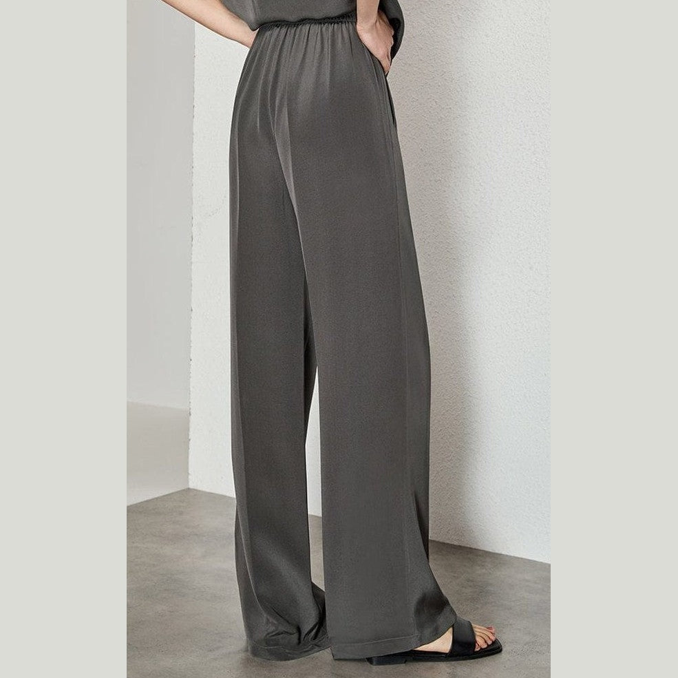 Heavy 30mm Crepe Silk Pants - Sculpted Drape, Subtle Shine