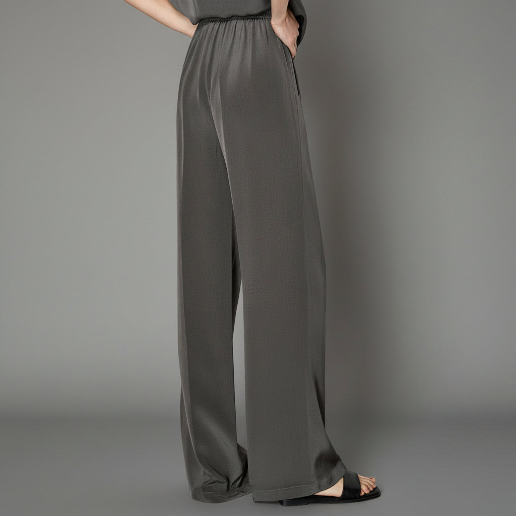Heavy 30mm Crepe Silk Pants - Sculpted Drape, Subtle Shine