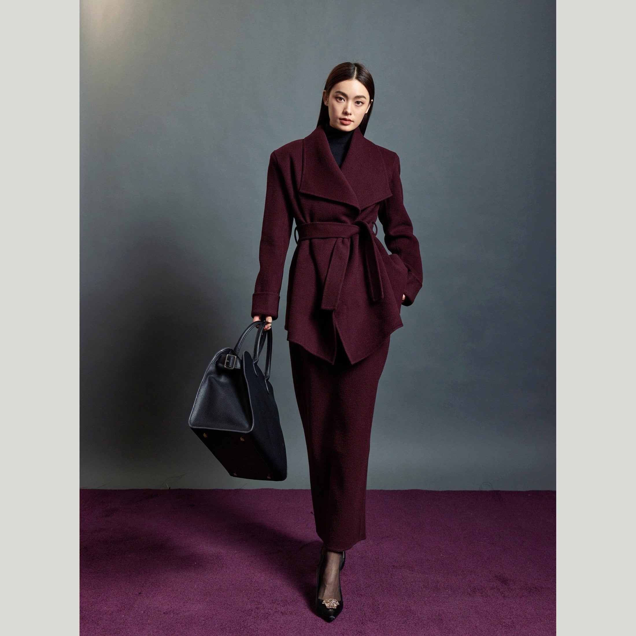 Burgundy Wool + Cashmere Suit Set
