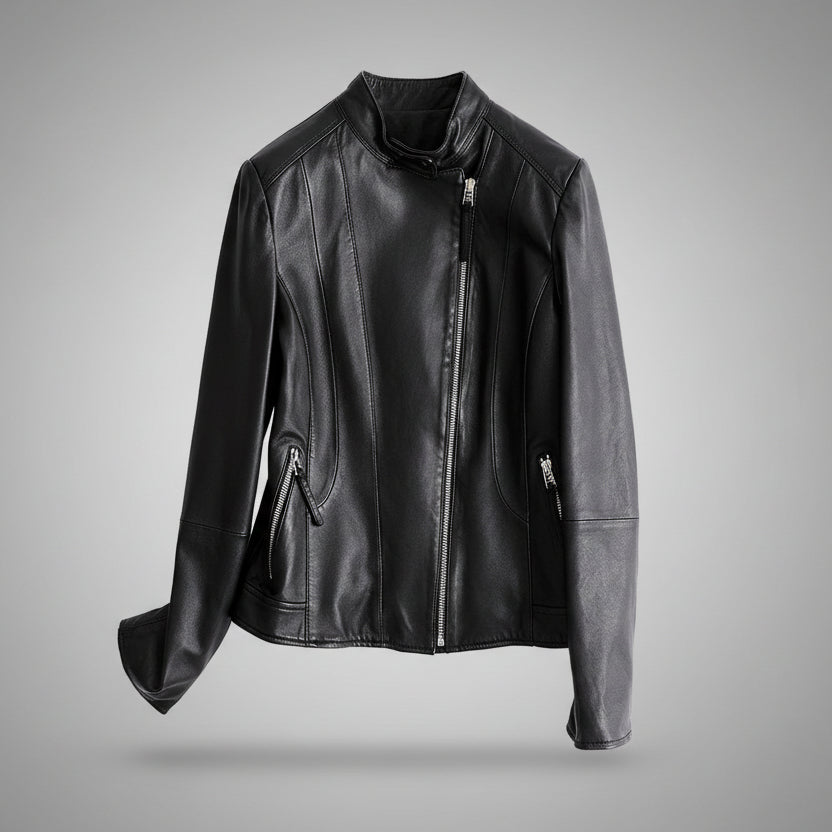 The Cafe Creme Sheepskin Leather Moto Jacket