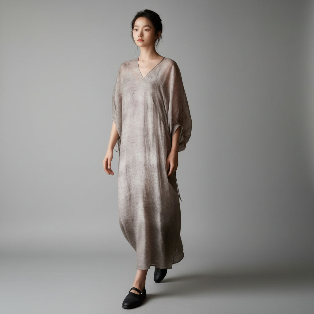 Grey Silk Gauze Dress