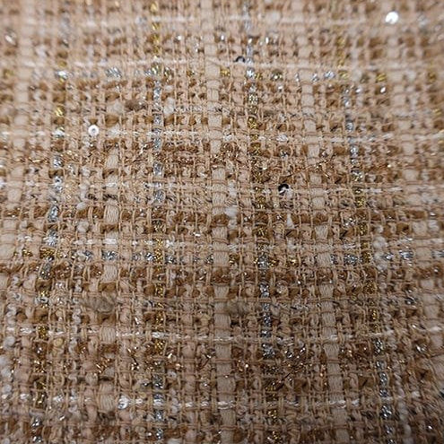 Italian Tweed Jacket - Camel & Gold Threadwork