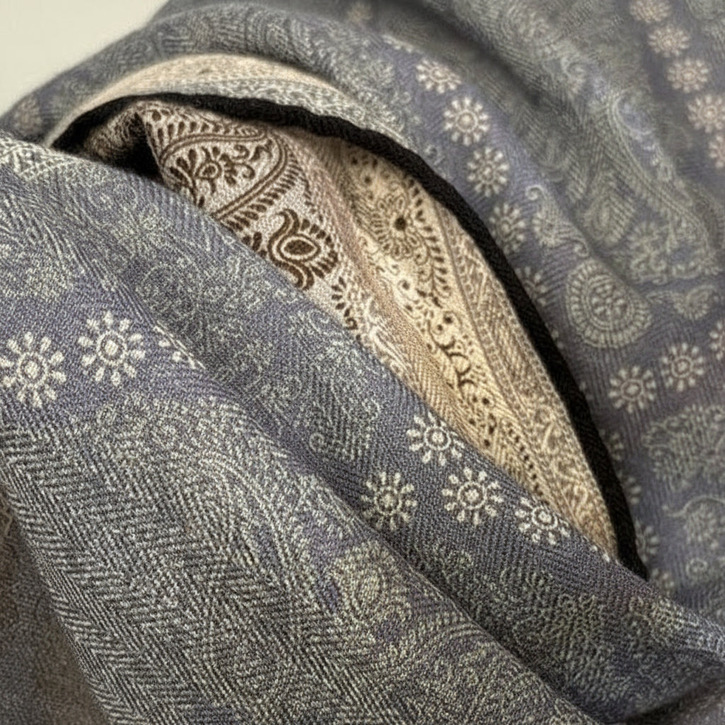 Wool & Silk Double Sided Paisley Scarf