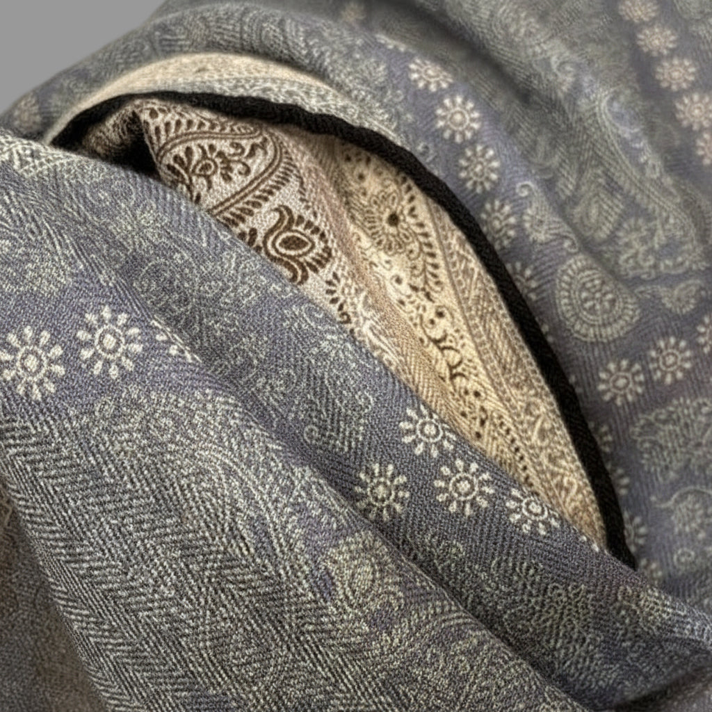 Wool & Silk Double Sided Paisley Scarf