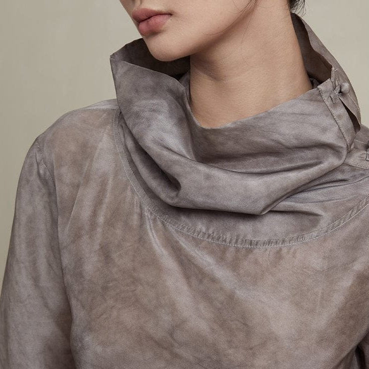 Tie Dye Electrospun Grey Silk Top