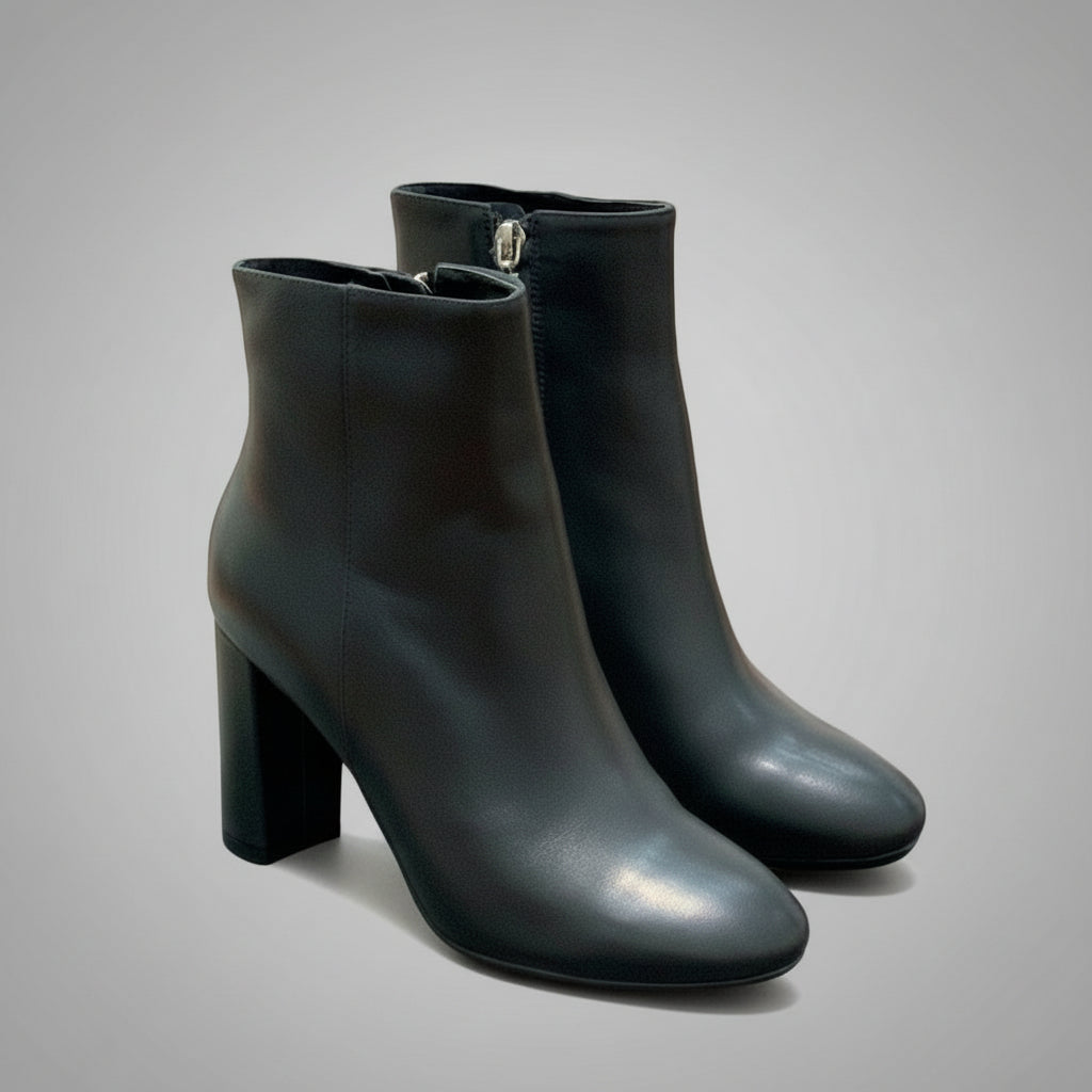 The Leather Block Heel Boots