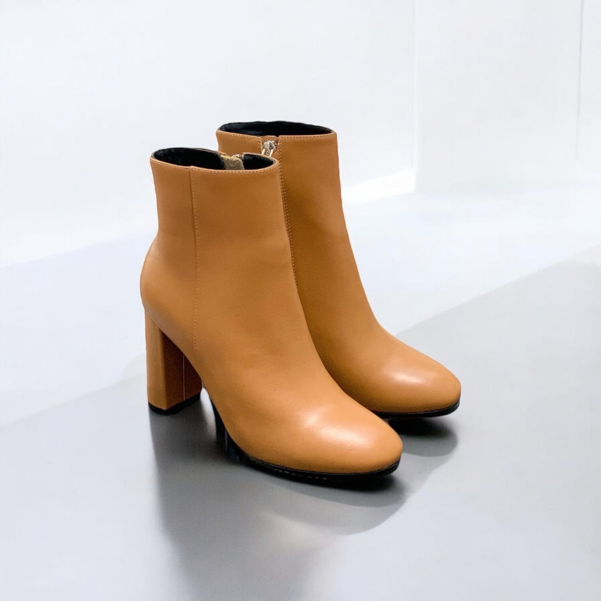 The Leather Block Heel Boots