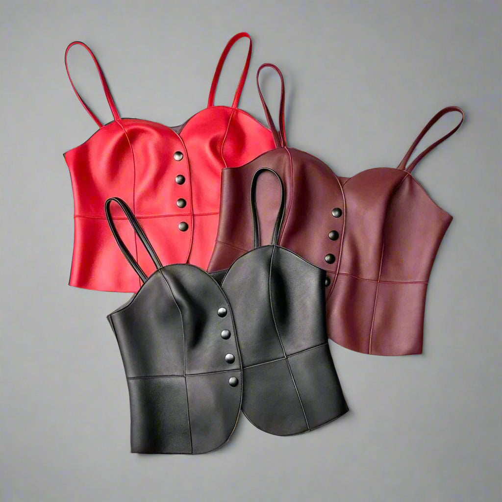 The Curve Seam Leather Corset Top