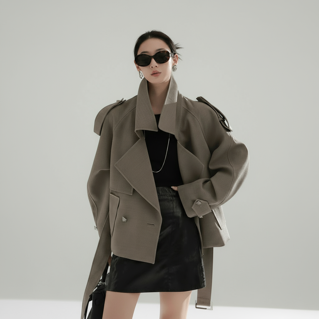 Petite Cropped Trench Coat