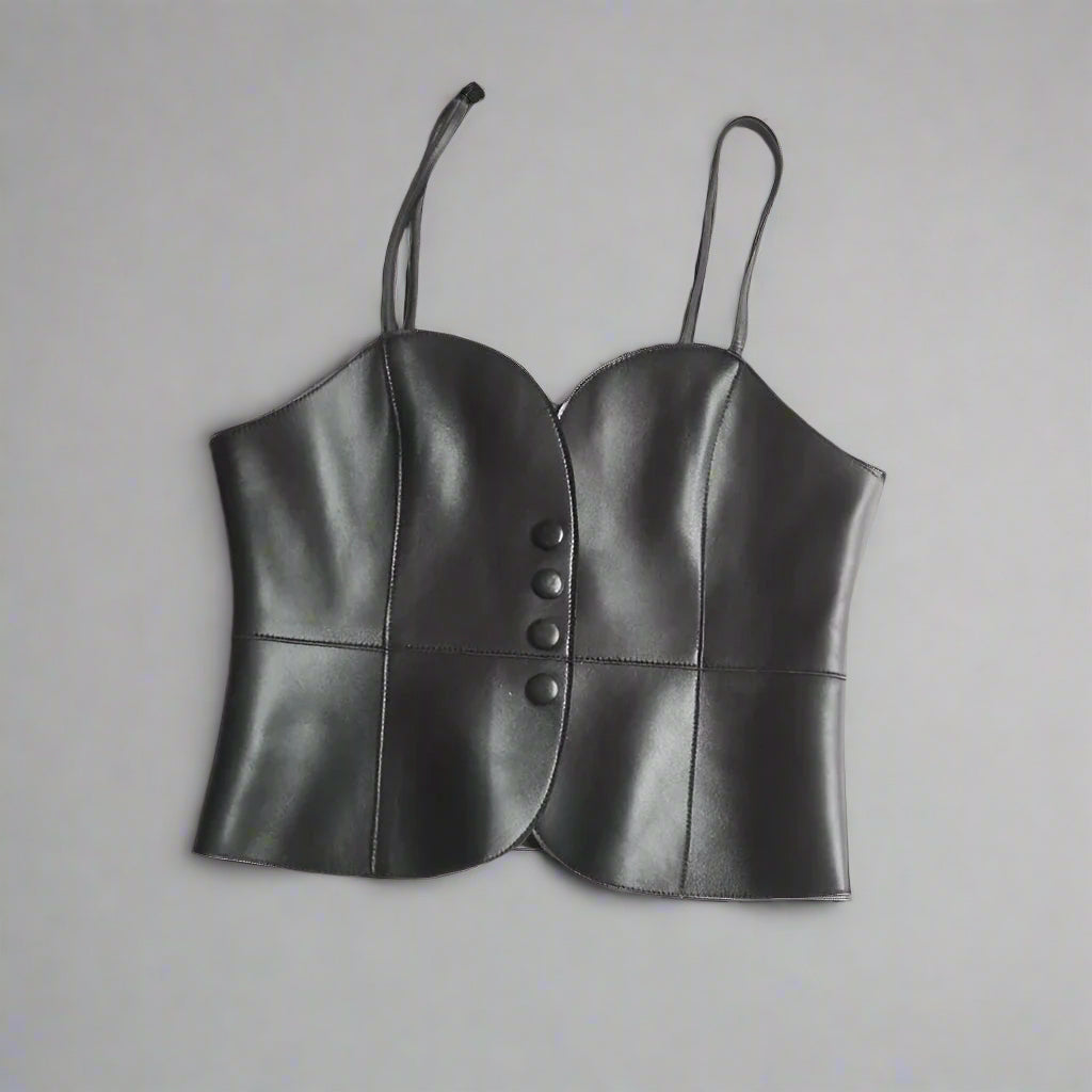 The Curve Seam Leather Corset Top