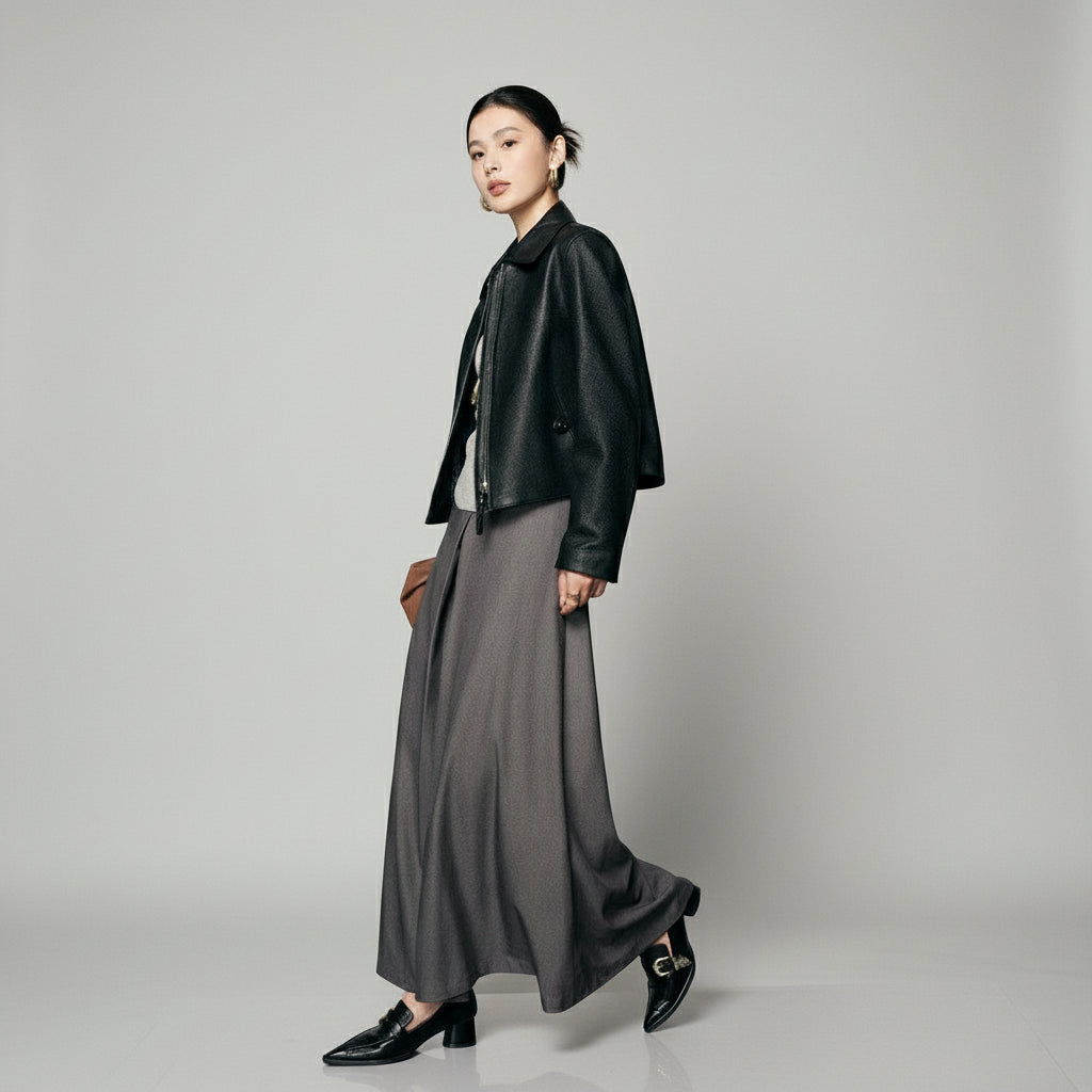 black moto jacket in leather