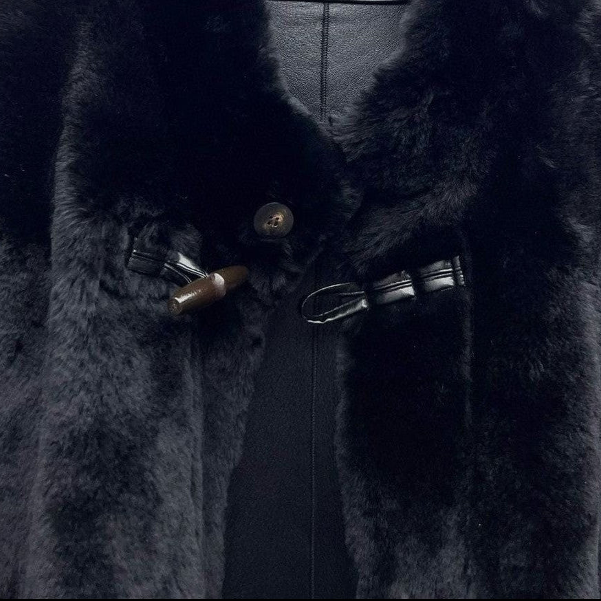 black shearling coat womens