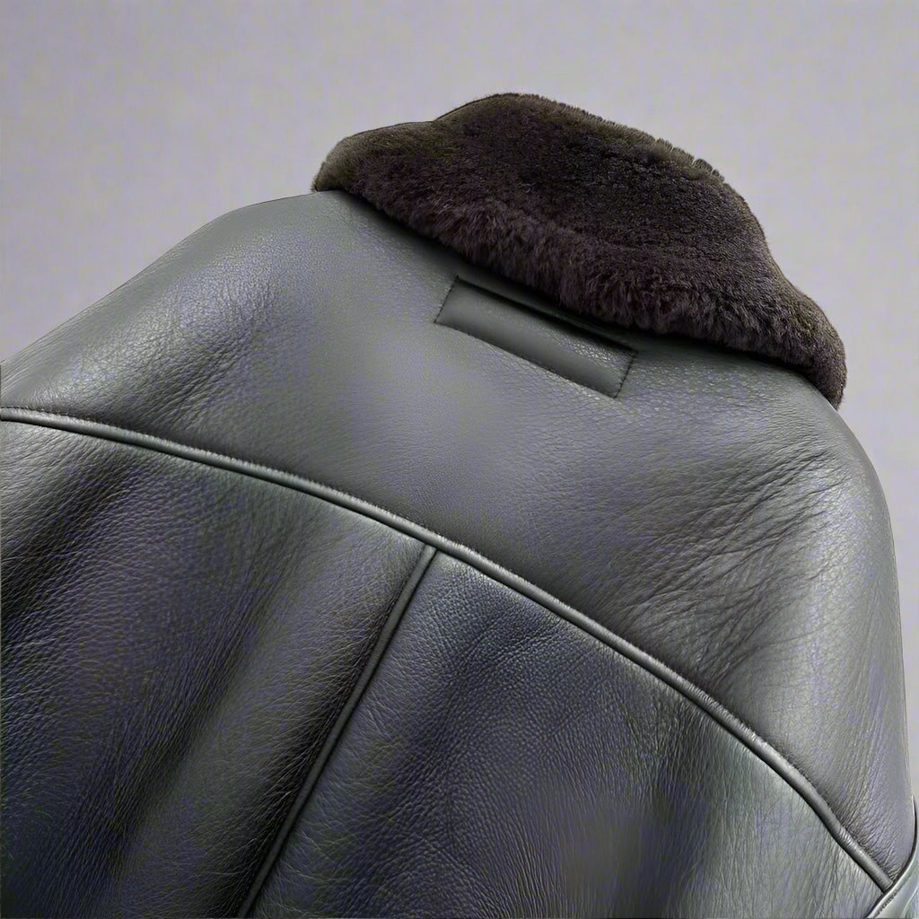 High quality basics- our black shearling jacket.