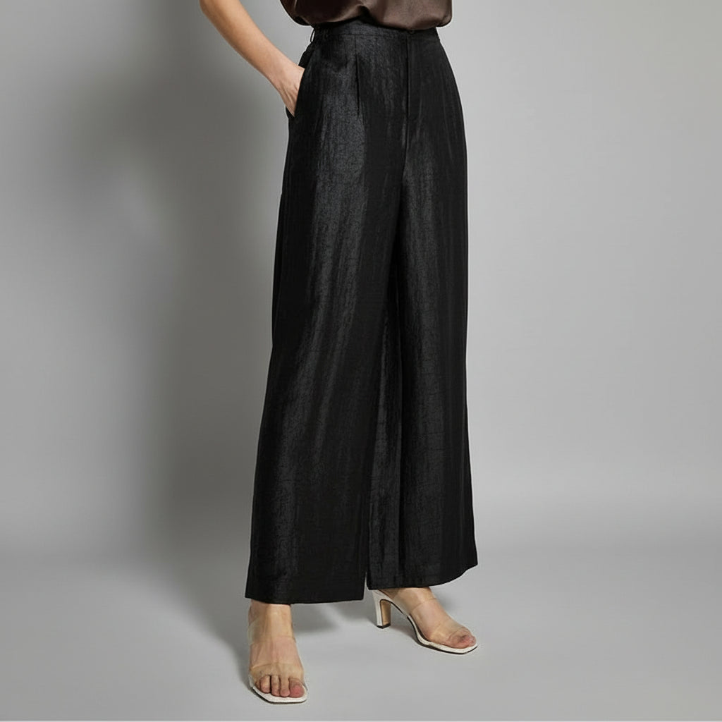 black silk suit pants