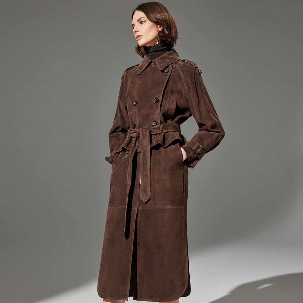 Brown Suede Set - Turkish Sheepskin Jacket & Skirt