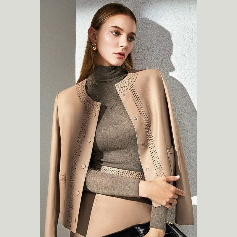 brown leather jacket