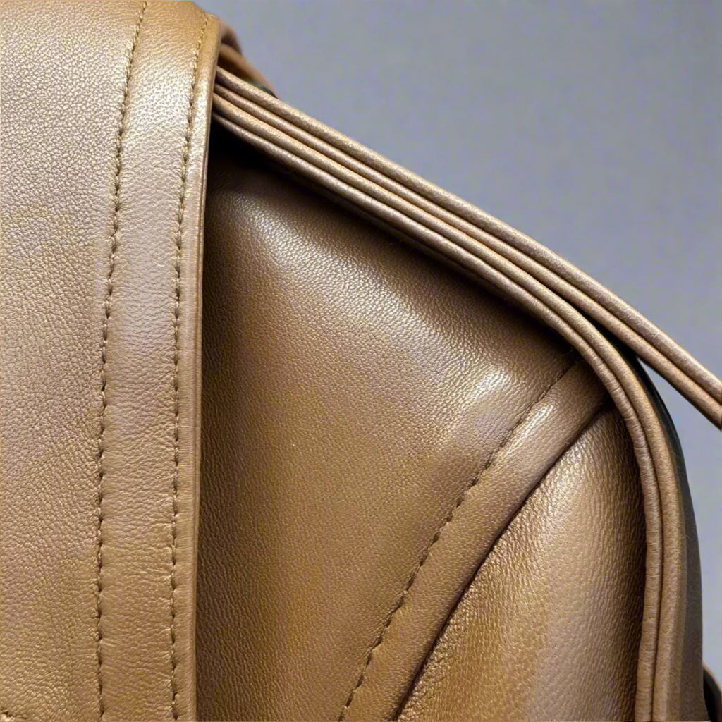 brown leather trench coat detail