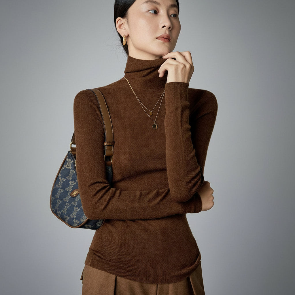 Seamless Cashmere-Silk Turtleneck - Second-Skin Softness, Elevated for Motion